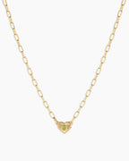 Birthstone Heart Necklace || option::18K Gold Plated, Peridot - August