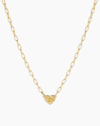 Birthstone Heart Necklace || option::18K Gold Plated, Citrine - November