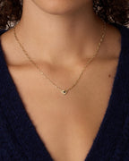 Birthstone Heart Necklace || option::18K Gold Plated, Blue Sapphire - September