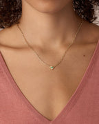 Birthstone Heart Necklace || option::18K Gold Plated, Green Agate - May