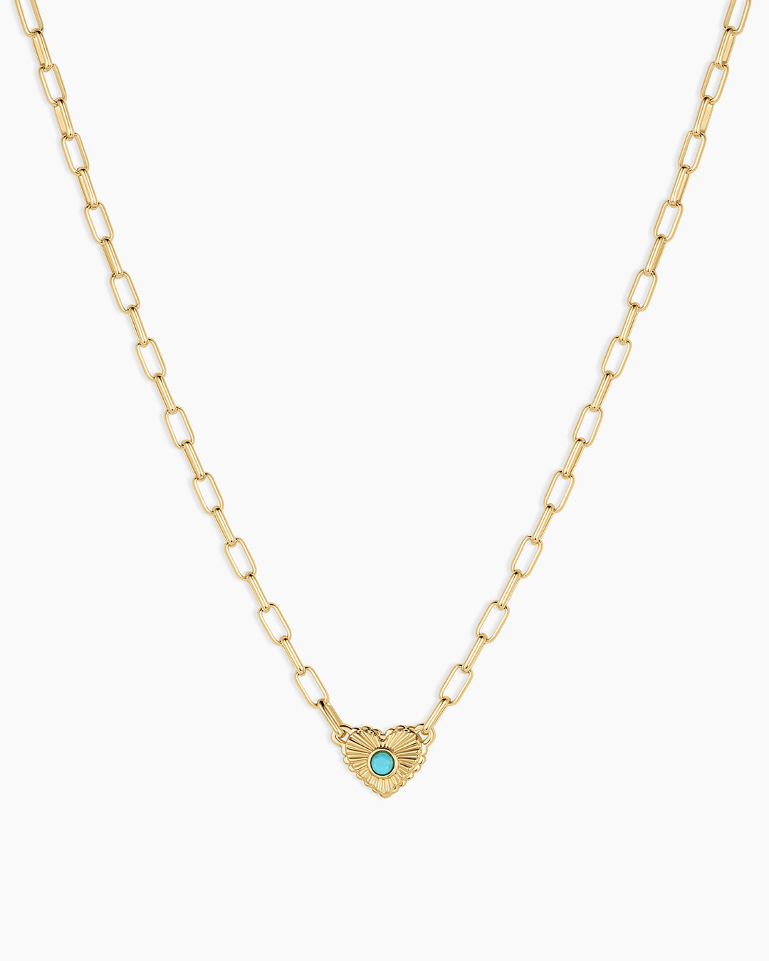 Birthstone Heart Necklace || option::18K Gold Plated, Turquoise - December