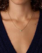 Birthstone Heart Necklace || option::18K Gold Plated, Turquoise - December