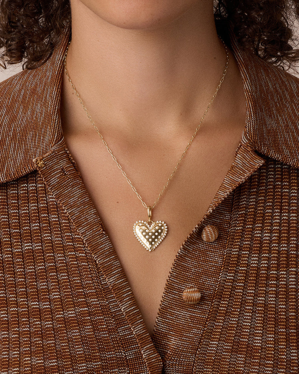 Vintage Heart Dot Parker Charm || option::18K Gold Plated