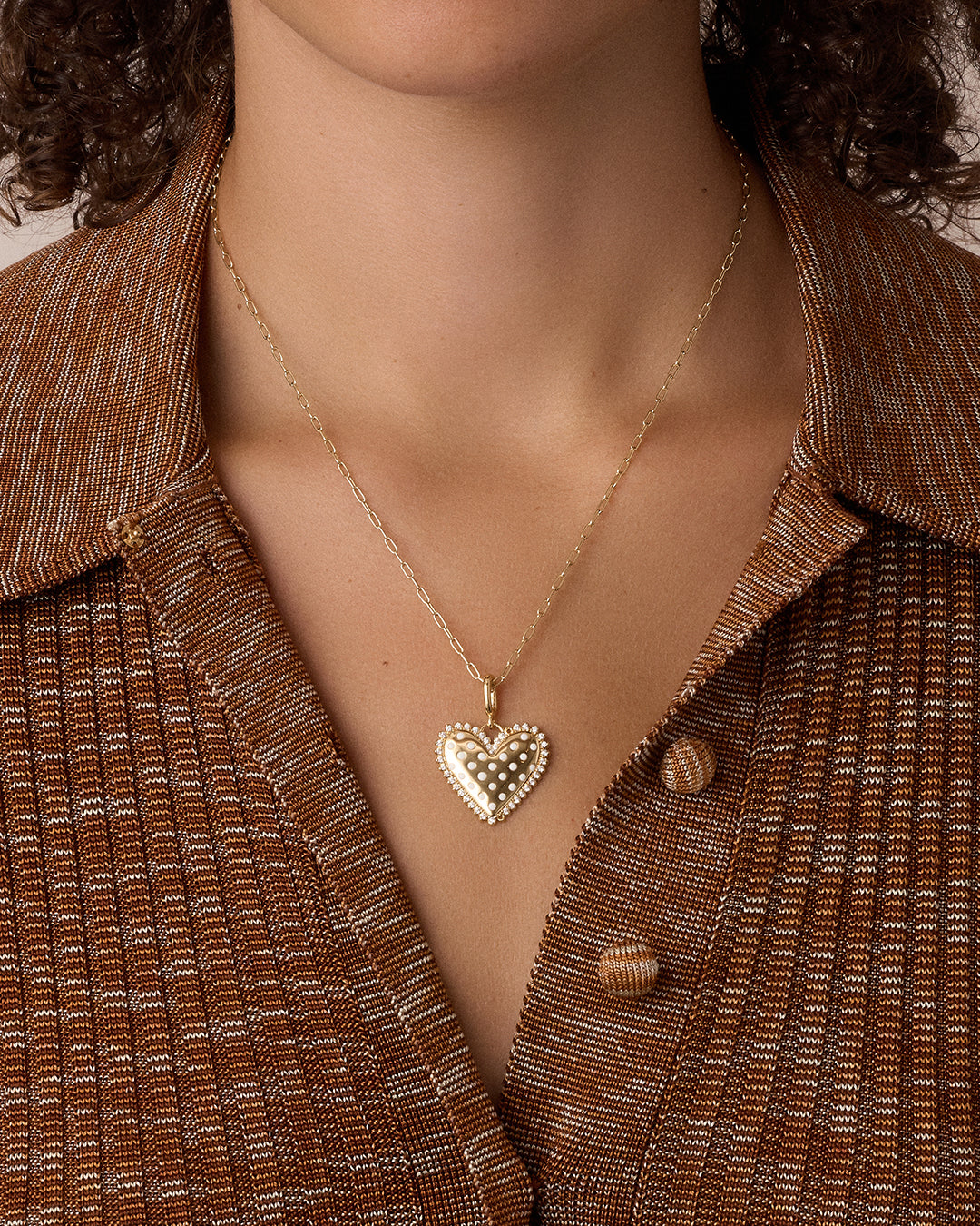 Vintage Heart Dot Parker Charm || option::18K Gold Plated
