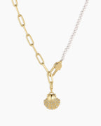 Shimmer Scallop Shell Charm Necklace || option::18K Gold Plated