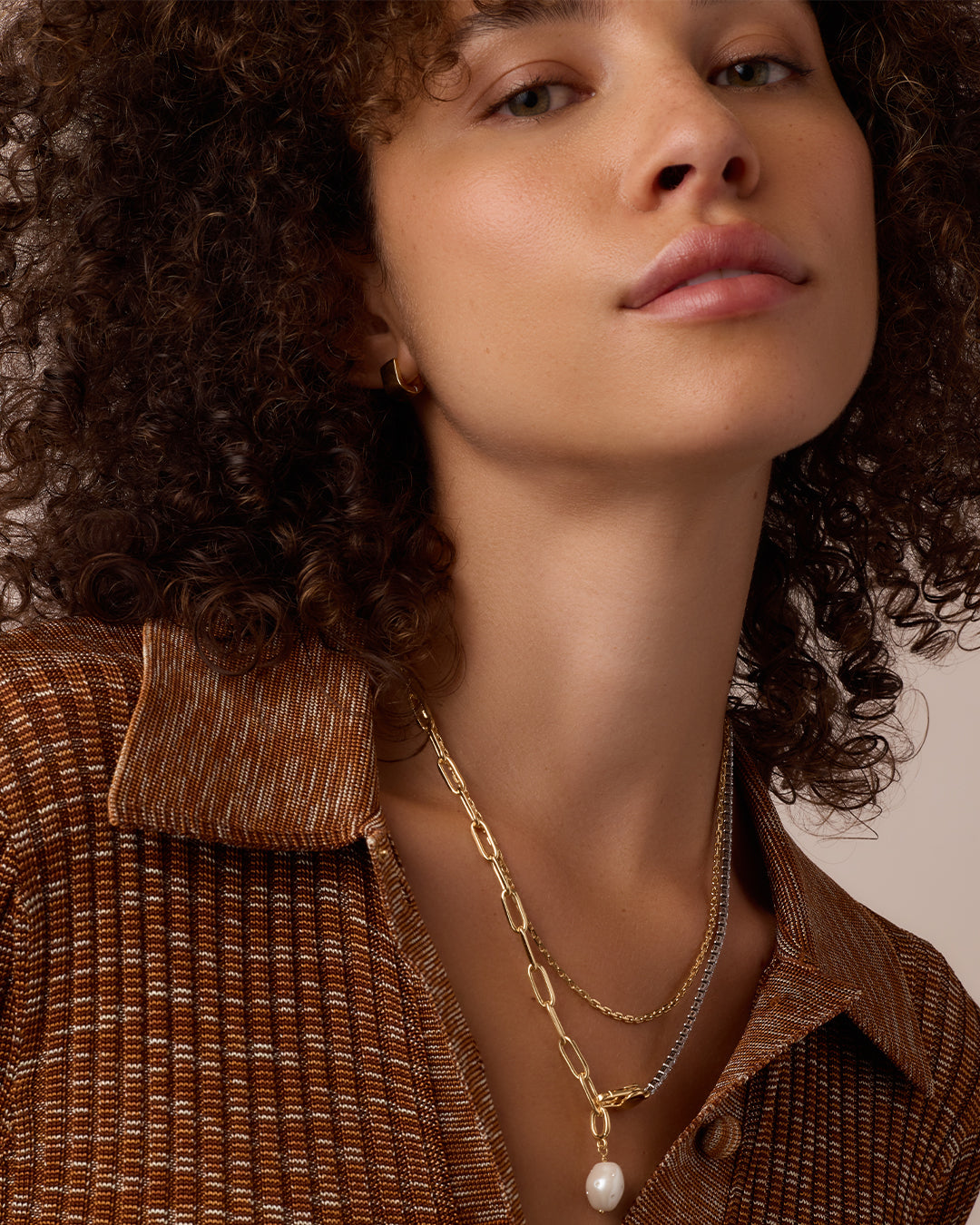 Vintage Shimmer Pearl Charm Necklace || option::18K Gold Plated