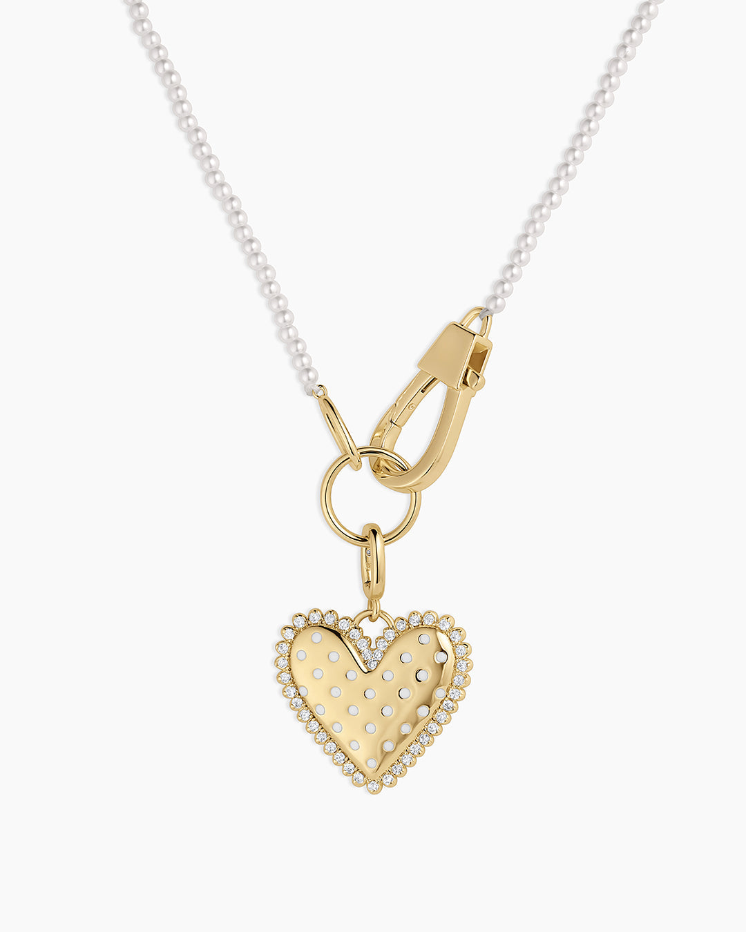 Vintage Heart Dot Charm Necklace || option::18K Gold Plated
