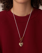 Vintage Heart Dot Charm Necklace || option::18K Gold Plated