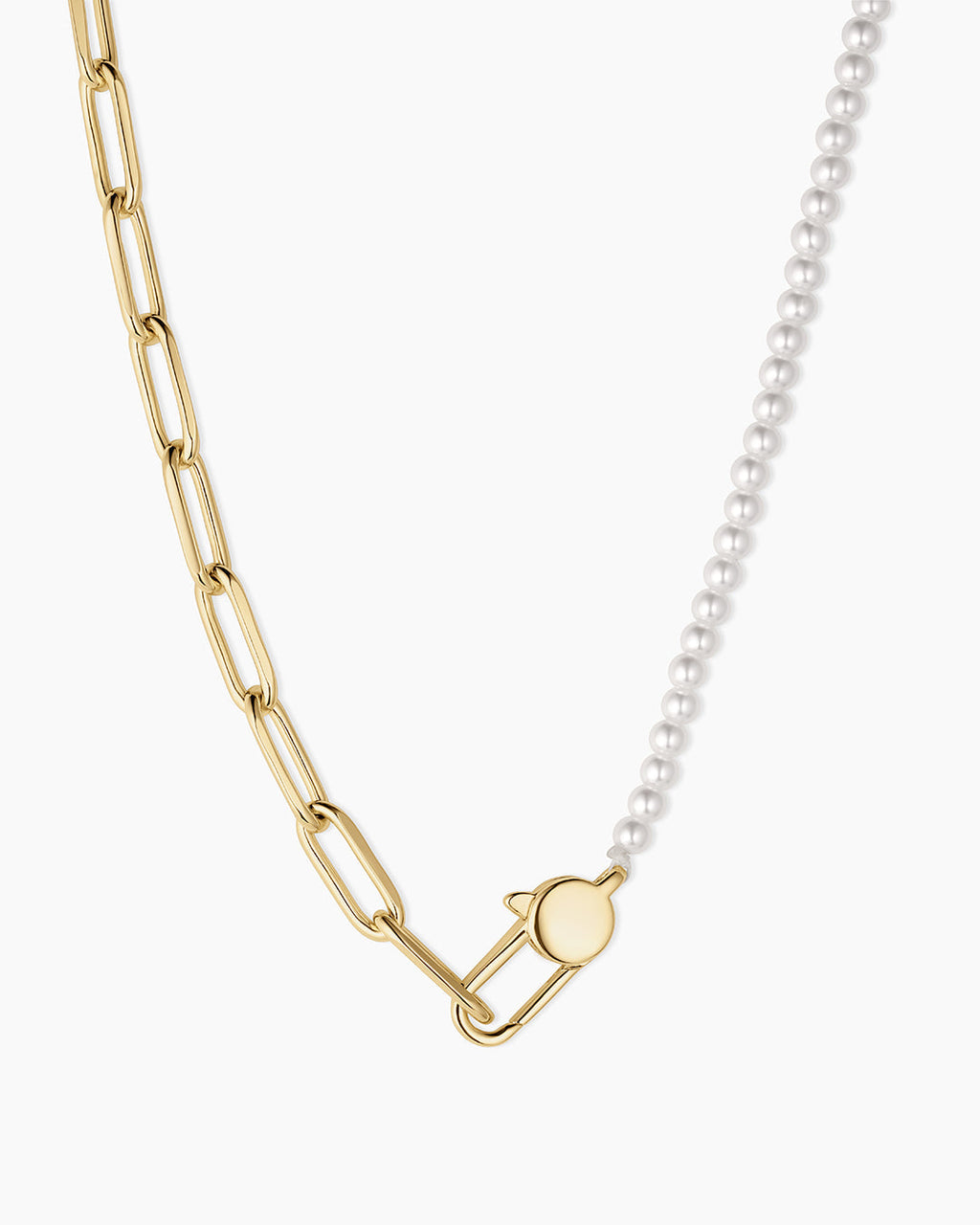 Florence Pearl Chain Necklace || option::18K Gold Plated
