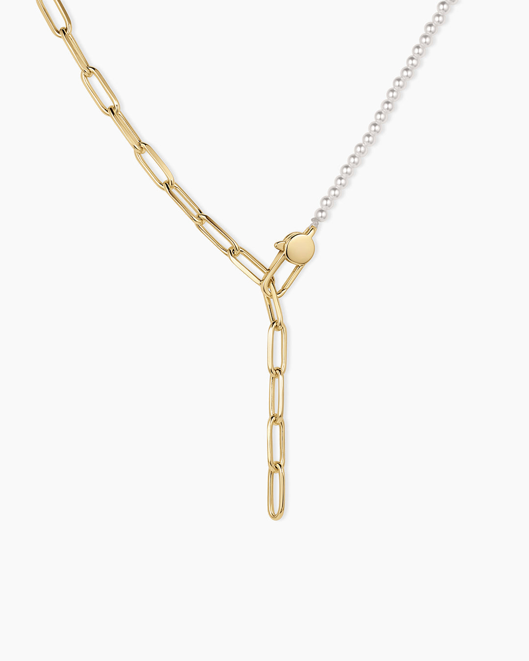 Florence Pearl Chain Necklace || option::18K Gold Plated