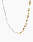 Florence Pearl Chain Necklace || option::18K Gold Plated