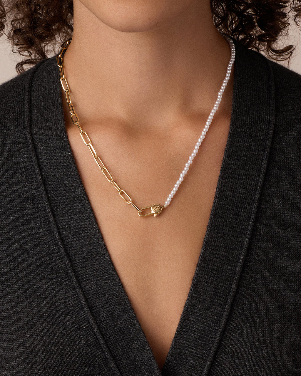 Florence Pearl Chain Necklace || option::18K Gold Plated