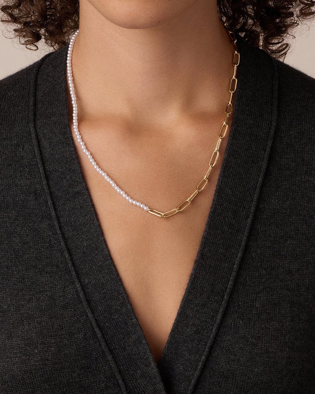 Florence Pearl Chain Necklace || option::18K Gold Plated