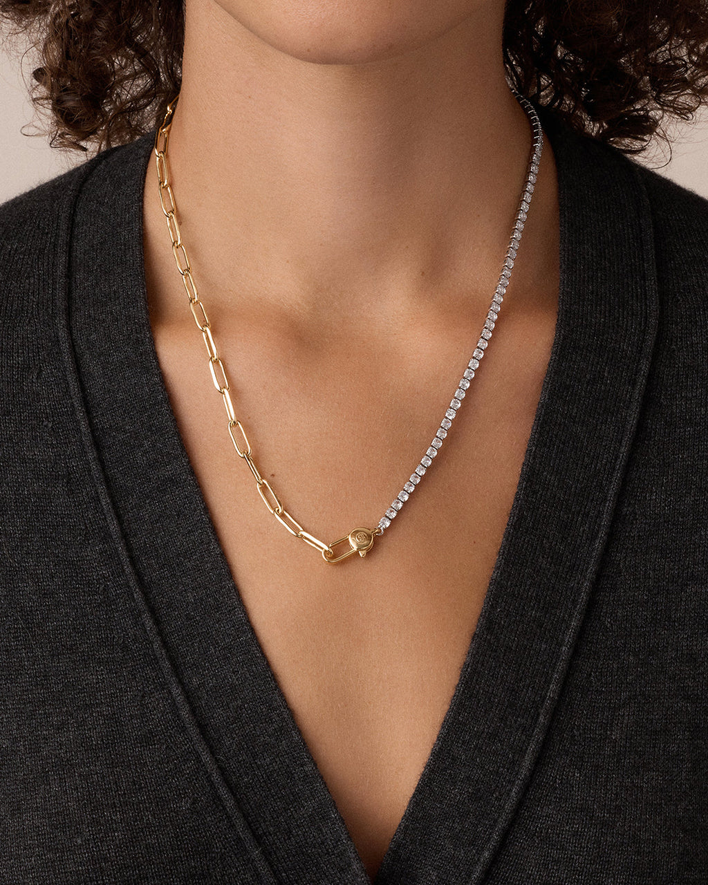 Florence Tennis Chain Necklace || option::18K Gold Plated