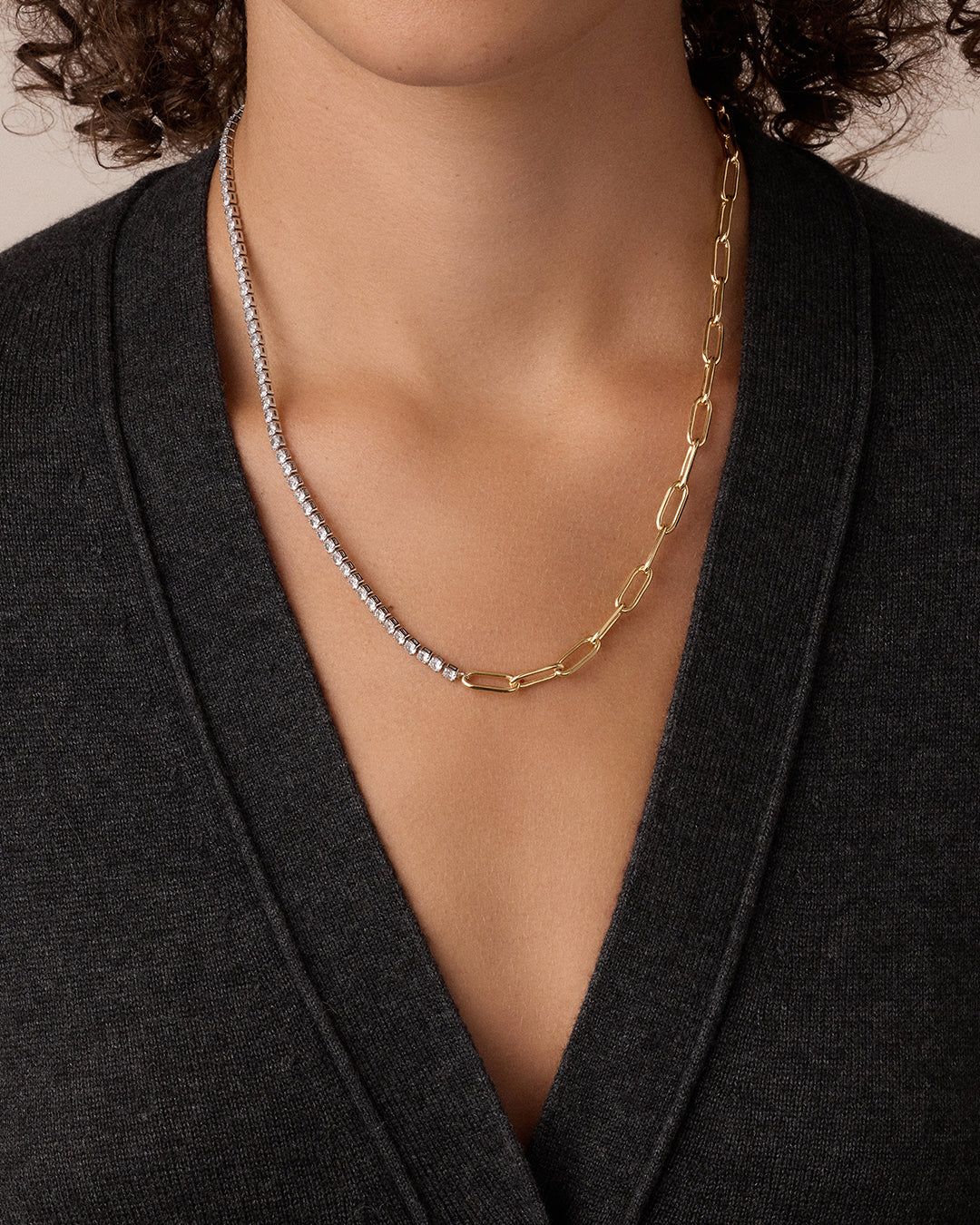 Florence Tennis Chain Necklace || option::18K Gold Plated