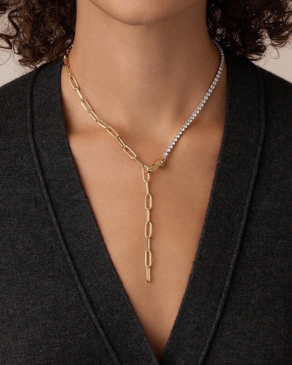 Florence Tennis Chain Necklace || option::18K Gold Plated