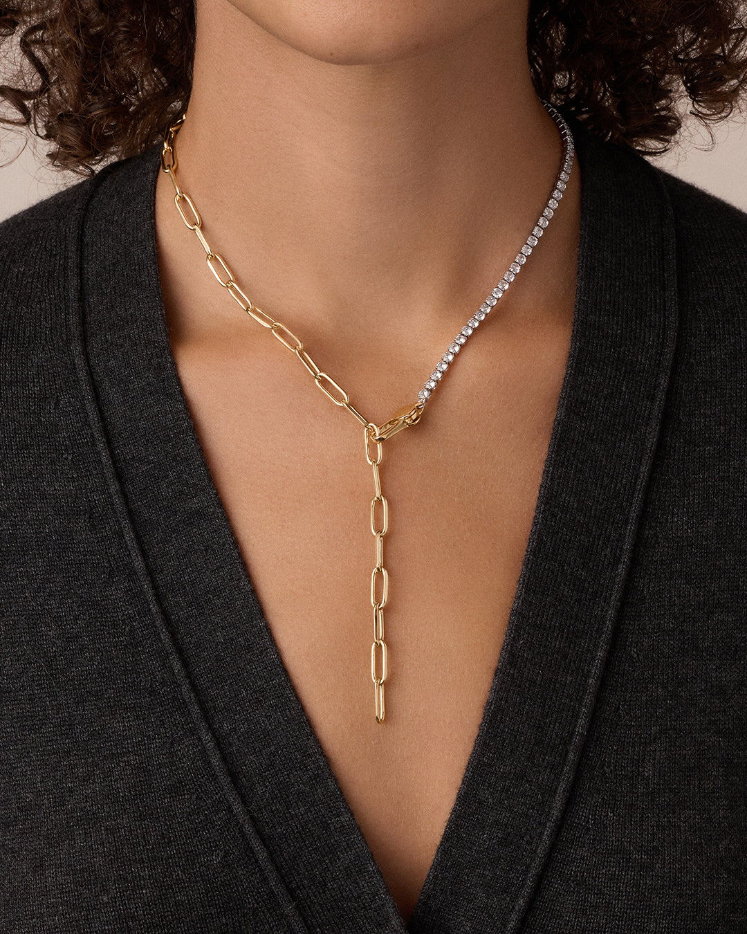 Florence Tennis Chain Necklace || option::18K Gold Plated
