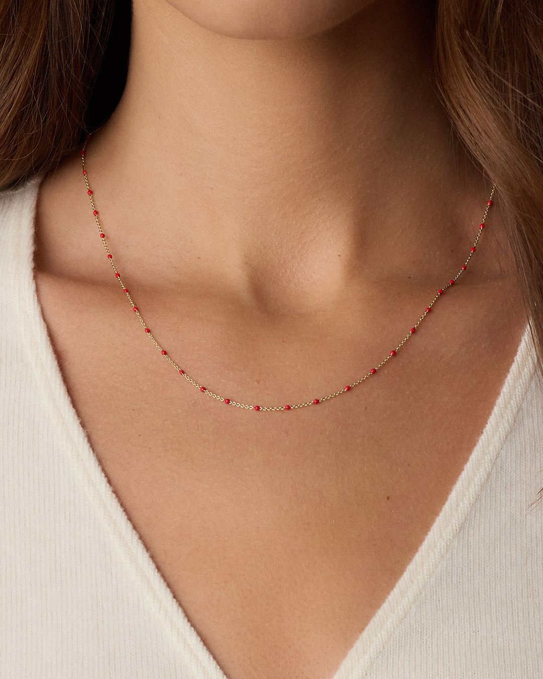 Capri Necklace - Red || option::18K Gold Plated, Red