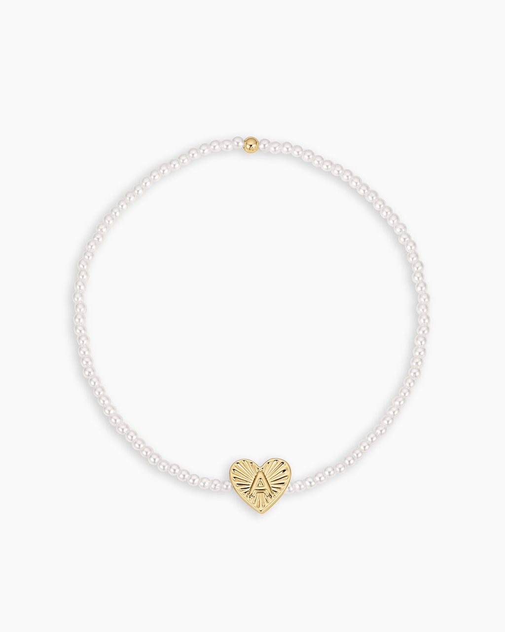 Pearl Vintage Heart Alphabet Bracelet || option::18K Gold Plated, A