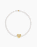 Pearl Vintage Heart Alphabet Bracelet || option::18K Gold Plated, A