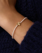 Pearl Vintage Heart Alphabet Bracelet || option::18K Gold Plated, A
