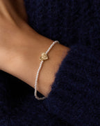 Pearl Vintage Heart Alphabet Bracelet || option::18K Gold Plated, B