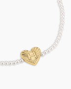 Pearl Vintage Heart Alphabet Bracelet || option::18K Gold Plated, H