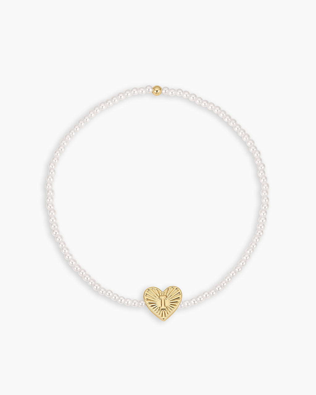 Pearl Vintage Heart Alphabet Bracelet || option::18K Gold Plated, I