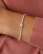 Pearl Vintage Heart Alphabet Bracelet || option::18K Gold Plated, J