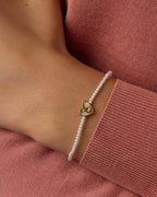 Pearl Vintage Heart Alphabet Bracelet || option::18K Gold Plated, L