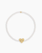 Pearl Vintage Heart Alphabet Bracelet || option::18K Gold Plated, P