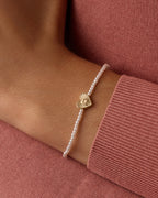 Pearl Vintage Heart Alphabet Bracelet || option::18K Gold Plated, P