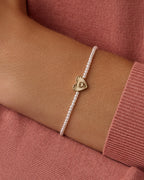 Pearl Vintage Heart Alphabet Bracelet || option::18K Gold Plated, Q