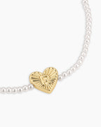 Pearl Vintage Heart Alphabet Bracelet || option::18K Gold Plated, R