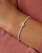 Pearl Vintage Heart Alphabet Bracelet || option::18K Gold Plated, S