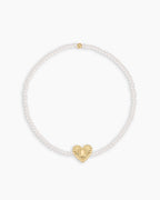 Pearl Vintage Heart Alphabet Bracelet || option::18K Gold Plated, U