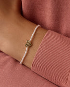 Pearl Vintage Heart Alphabet Bracelet || option::18K Gold Plated, W