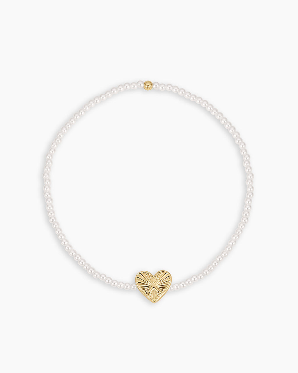 Pearl Vintage Heart Alphabet Bracelet || option::18K Gold Plated, X
