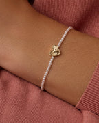 Pearl Vintage Heart Alphabet Bracelet || option::18K Gold Plated, X