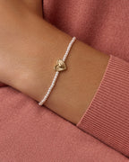 Pearl Vintage Heart Alphabet Bracelet || option::18K Gold Plated, Y