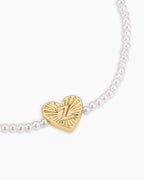 Pearl Vintage Heart Alphabet Bracelet || option::18K Gold Plated, Z