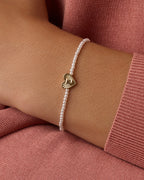 Pearl Vintage Heart Alphabet Bracelet || option::18K Gold Plated, Z
