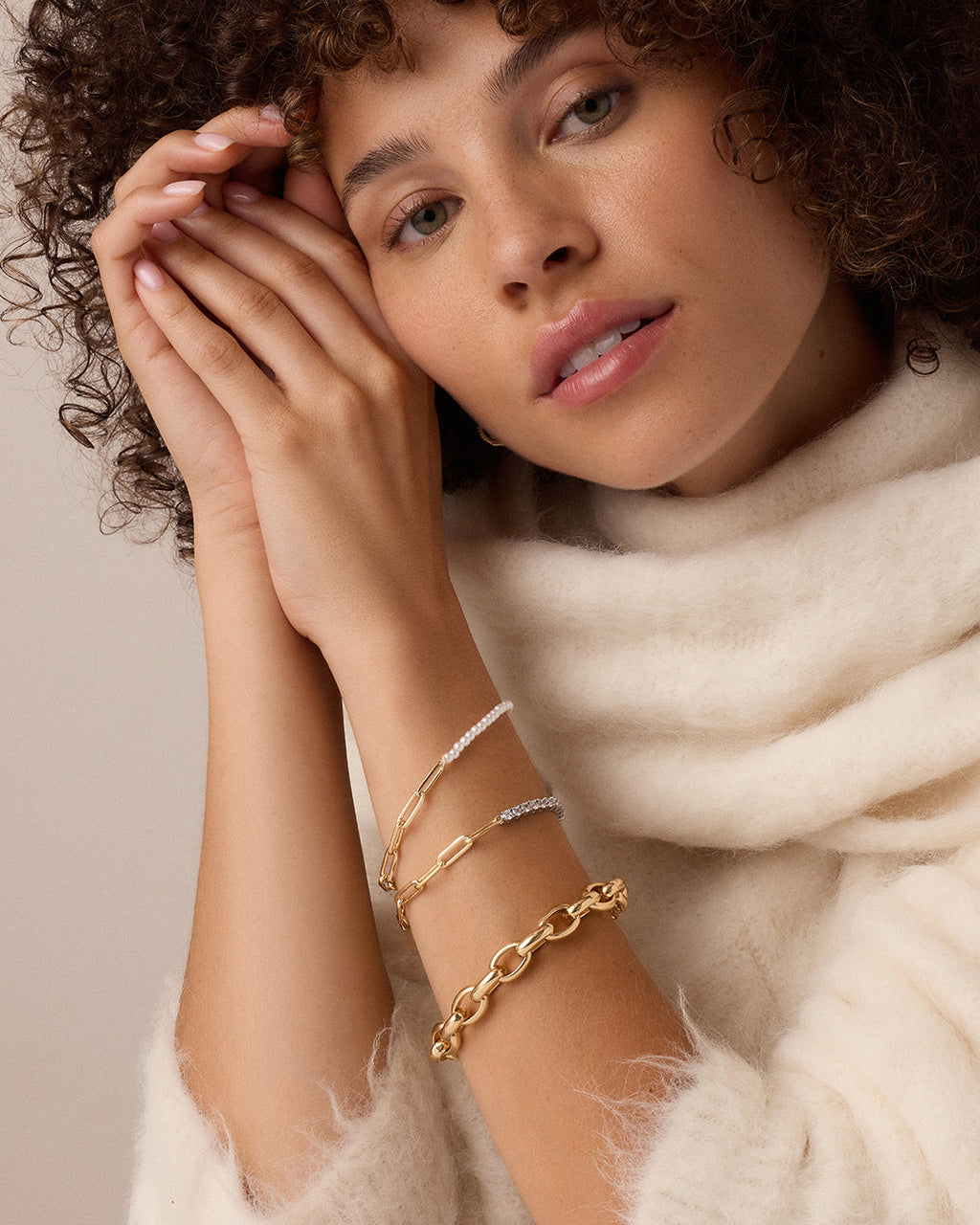 Florence Pearl Chain Bracelet || option::18K Gold Plated