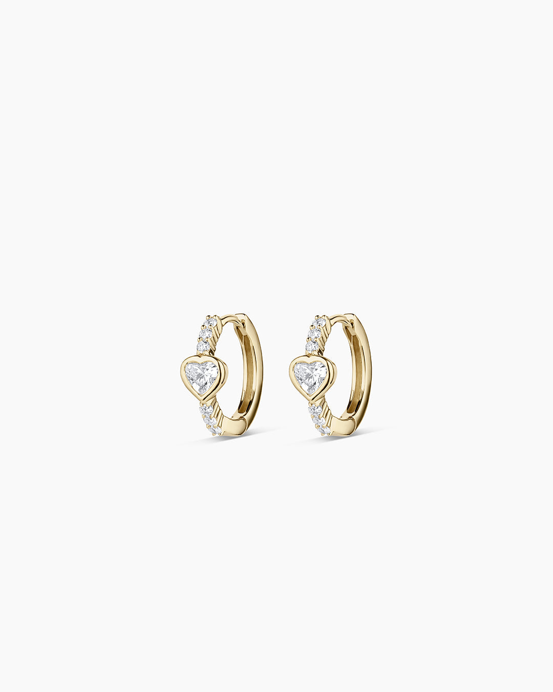 Lab Grown Diamond Heart Huggies || option::14K Solid Gold
