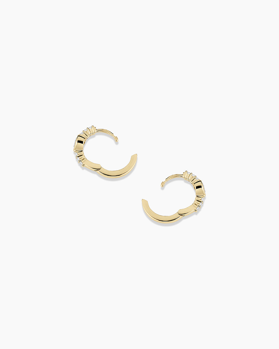 Lab Grown Diamond Heart Huggies || option::14K Solid Gold