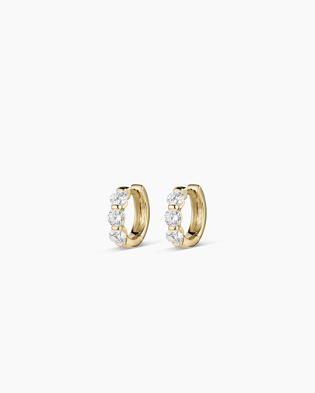 Lab Grown Diamond Halo Trio Huggies || option::14K Solid Gold