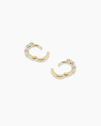 Lab Grown Diamond Halo Trio Huggies || option::14K Solid Gold