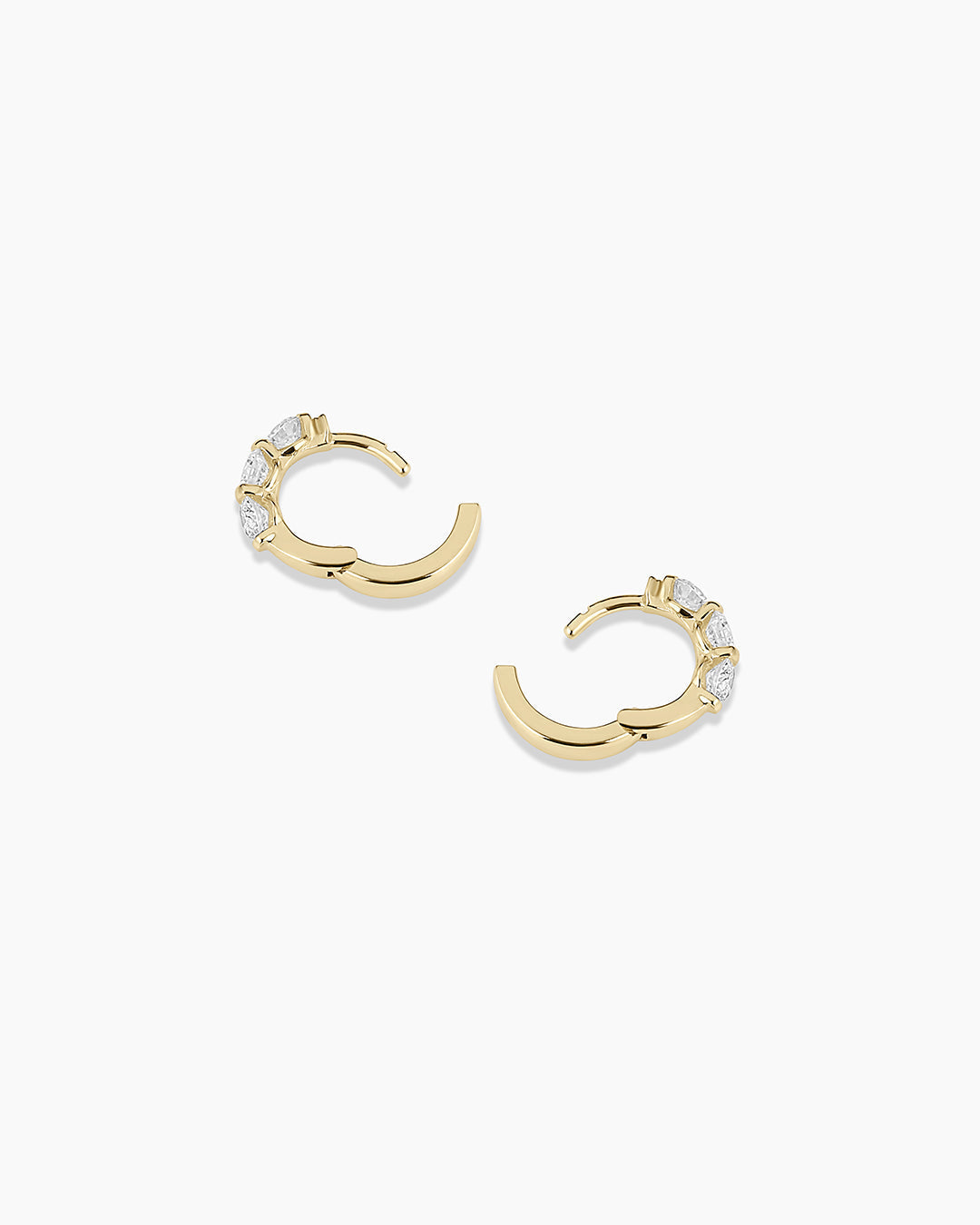 Lab Grown Diamond Halo Trio Huggies || option::14K Solid Gold