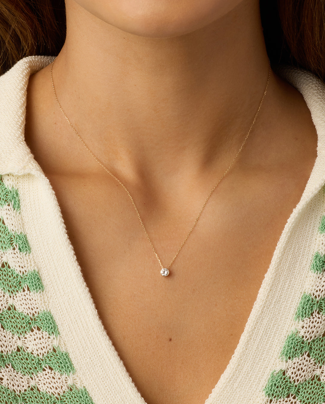 Lab Grown Diamond Halo Necklace || option::14K Solid Gold