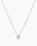 Lab Grown Diamond Halo Necklace || option::14K Solid Gold